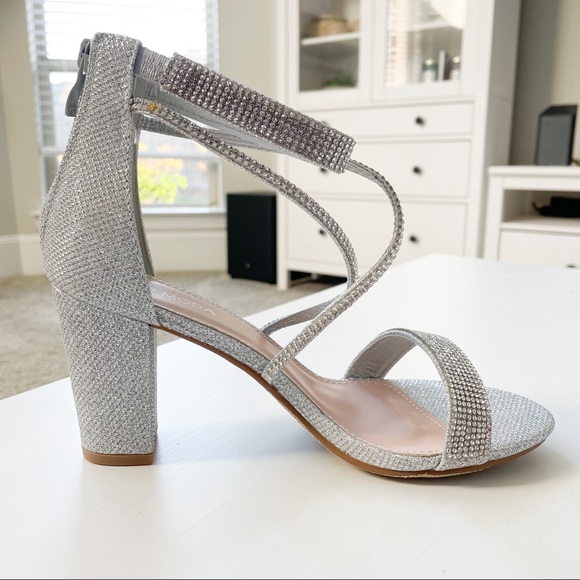 Top Moda Silver Rhinestones Strap Heels Rosa-66 - Picture 2 of 7